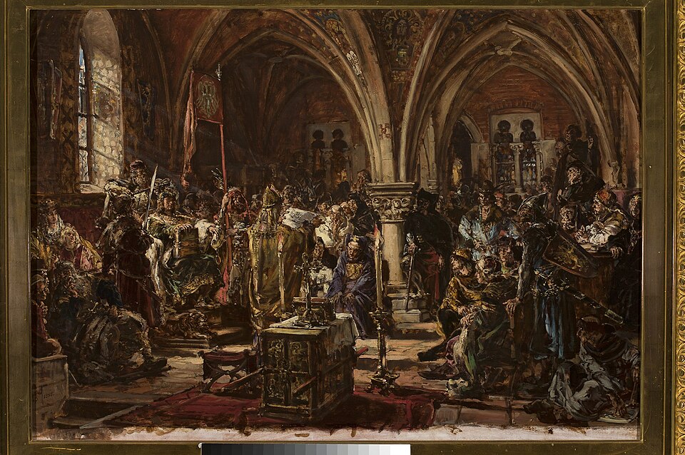 Zdjęcie ilustracyjne: Jan Matejko - The First Parliament in Łęczyca, from the series “History of Civilization in Poland” - MP 5058 MNW - National Museum in Warsaw.jpg