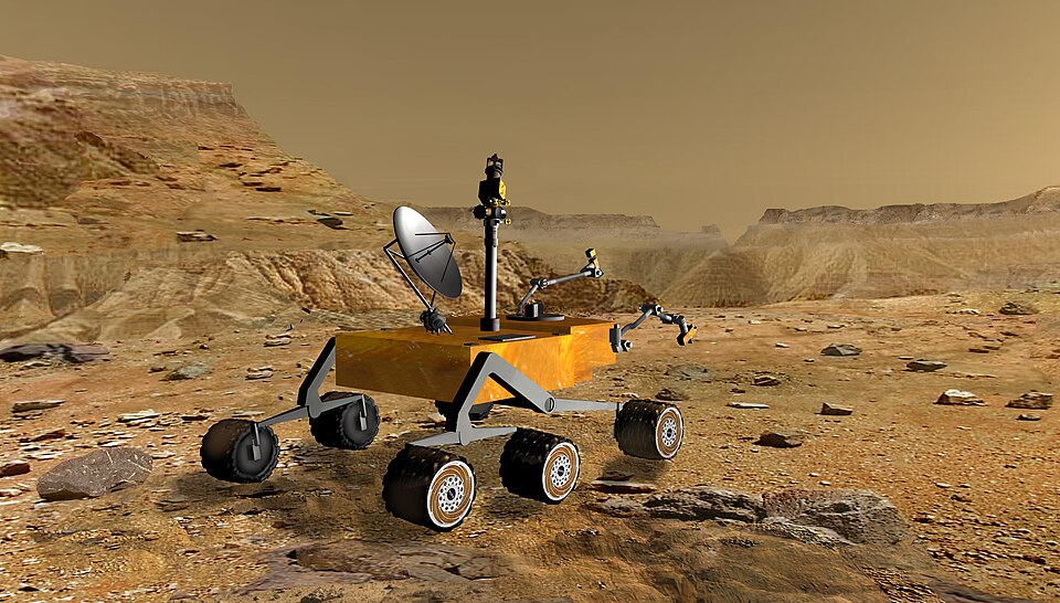 Zdjęcie ilustracyjne: Mars Science Laboratory near a canyon on Mars (artist's rendition).jpg