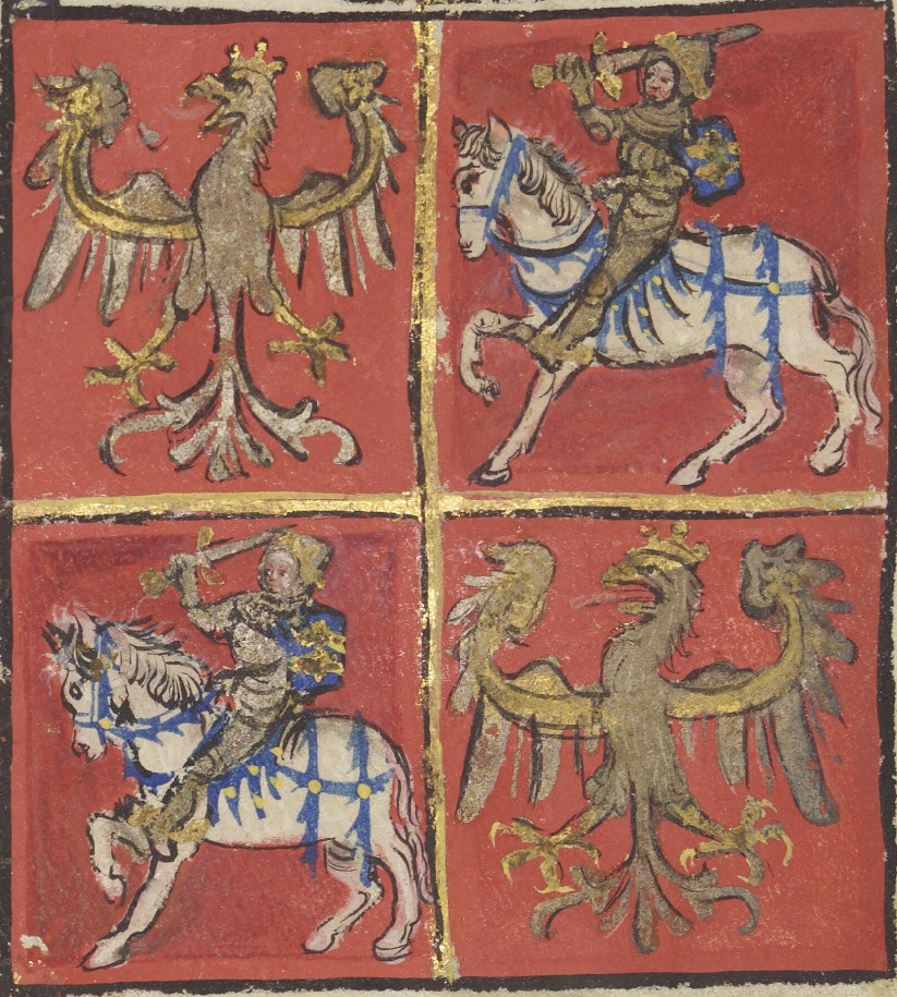 Zdjęcie ilustracyjne: Coat of arms of Jogaila with the Polish Eagle and Lithuanian Vytis (Waykimas), used during the Council of Constance, 1416.jpg