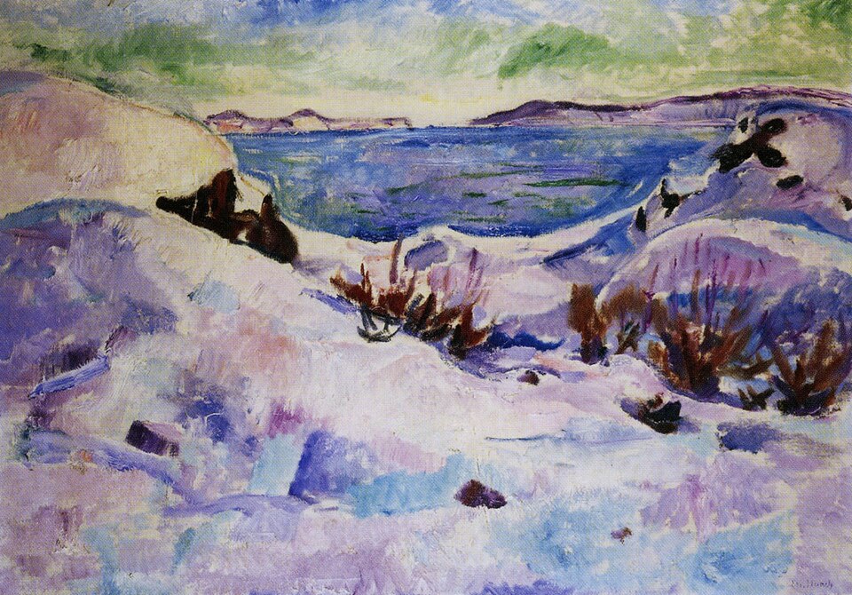 Zdjęcie ilustracyjne: Edvard Munch - Snow Landscape from Kragerø - Woll 999.jpg