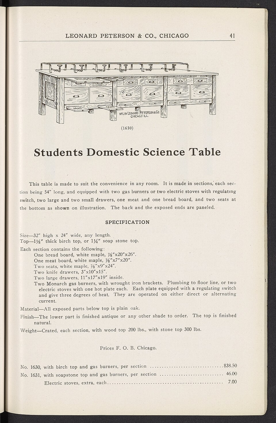 Zdjęcie ilustracyjne: Laboratory Wood Work - Physics, Biology, Chemistry, Physiography, Drawing Tables, Office Furniture, Domestic Science, Manual Training, Benches, etc. - DPLA - 7d0745eb708b361ae5a7f041eb66da7a (page 22).jpg