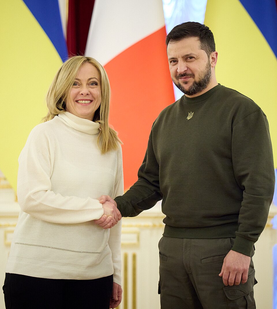 Zdjęcie ilustracyjne: Meeting with the President of the Council of Ministers of the Italian Republic in Kyiv. (52715150442) (cropped).jpg