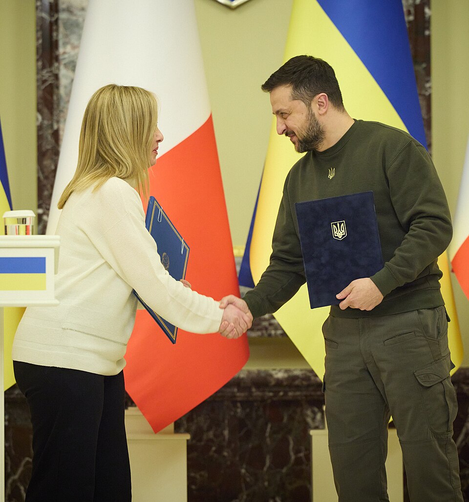 Zdjęcie ilustracyjne: Meeting with the President of the Council of Ministers of the Italian Republic in Kyiv. (52715150132) (cropped).jpg