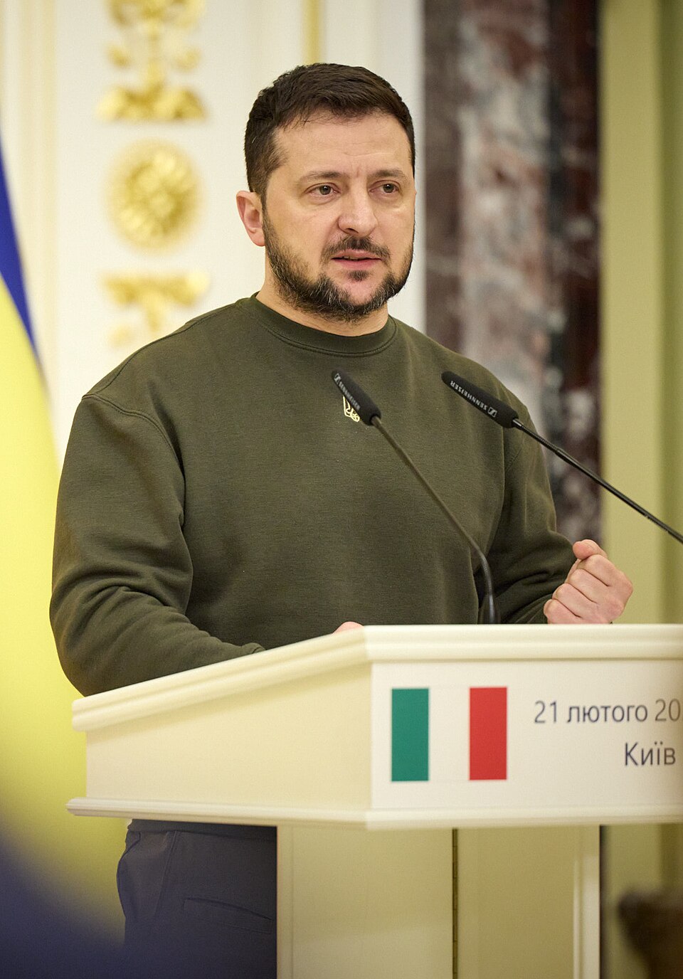 Zdjęcie ilustracyjne: Meeting with the President of the Council of Ministers of the Italian Republic in Kyiv. (52716153608) (cropped).jpg