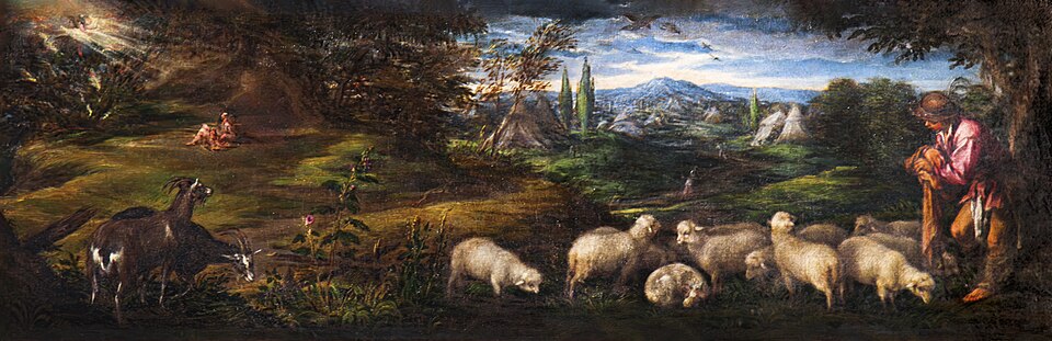 Zdjęcie ilustracyjne: (Venice) Landscape with Sheperds and the Burning Bush by Jacopo Bassano - Gallerie Accademia.jpg