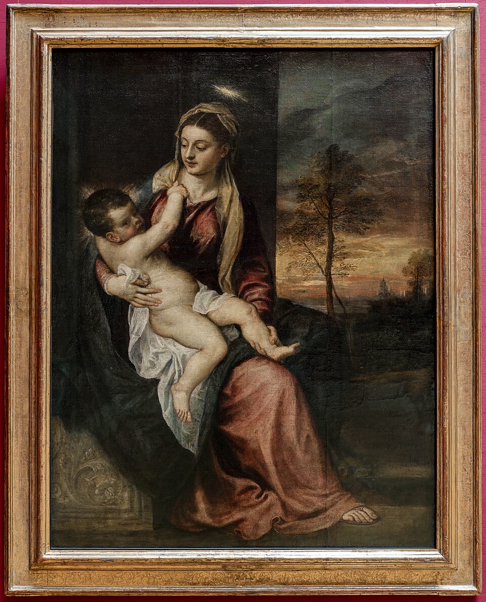 Zdjęcie ilustracyjne: Madonna and Child in an Evening Landscape - Titian.jpg