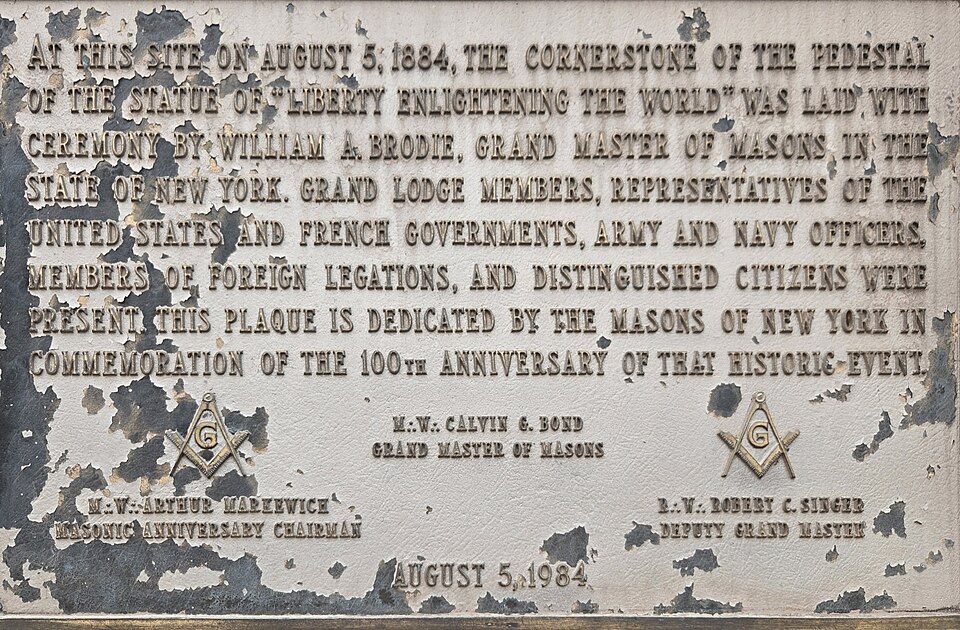 Zdjęcie ilustracyjne: Masonic Plaque Statue of Liberty.jpg