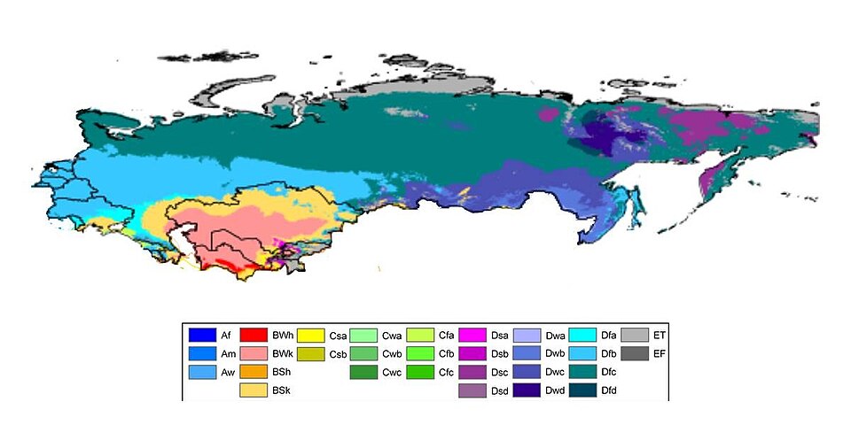 Zdjęcie ilustracyjne: Köppen-Geiger Climate Classification map of The Soviet Union.jpg