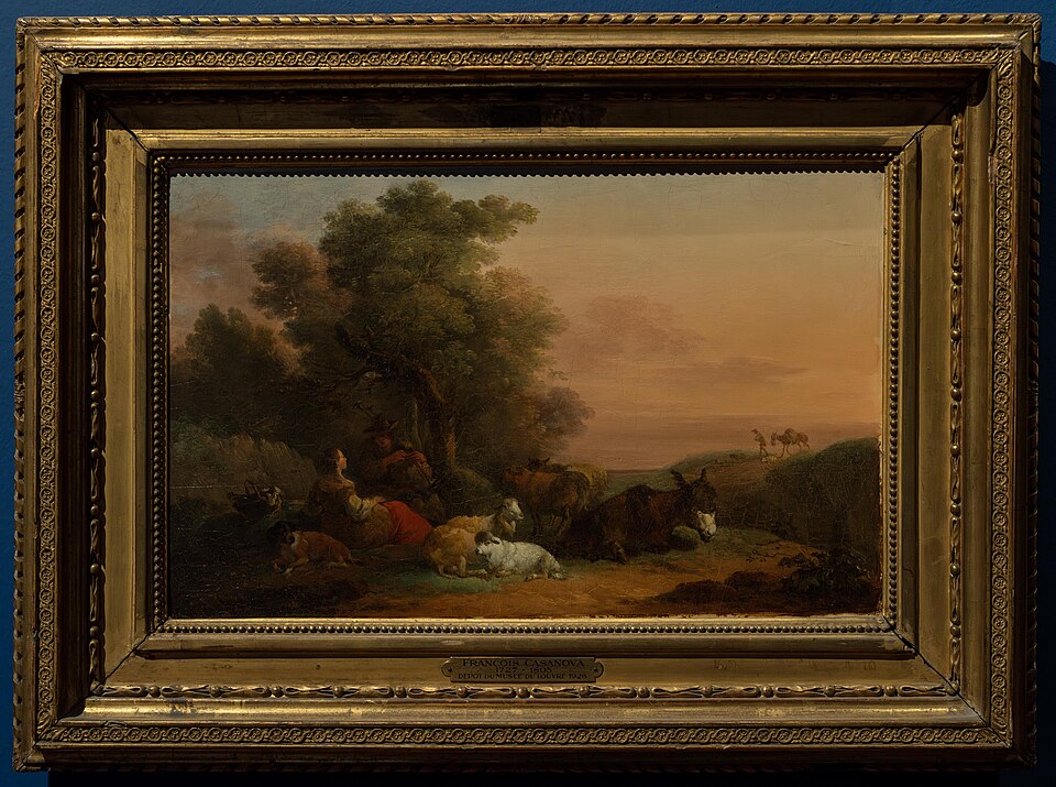 Zdjęcie ilustracyjne: Landscape with a donkey - Francesco Giuseppe Casanova, circa 1769.jpg