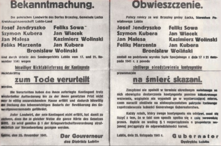 Zdjęcie ilustracyjne: German announcement General Government Poland 1941.jpg