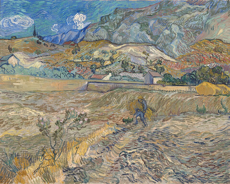 Zdjęcie ilustracyjne: Gogh, Vincent van - Landscape at Saint-Rémy (Enclosed Field with Peasant) - Google Art Project.jpg
