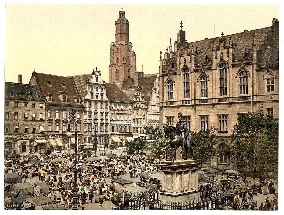 Zdjęcie ilustracyjne: Market place, Breslau, Silesia, Germany (i.e., Wrocław, Poland)-LCCN2002720691.jpg