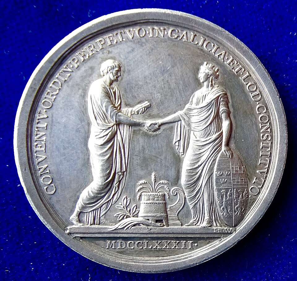 Zdjęcie ilustracyjne: 1782 Medal Constitution of the Parliament in Galicia, Poland, reverse.jpg