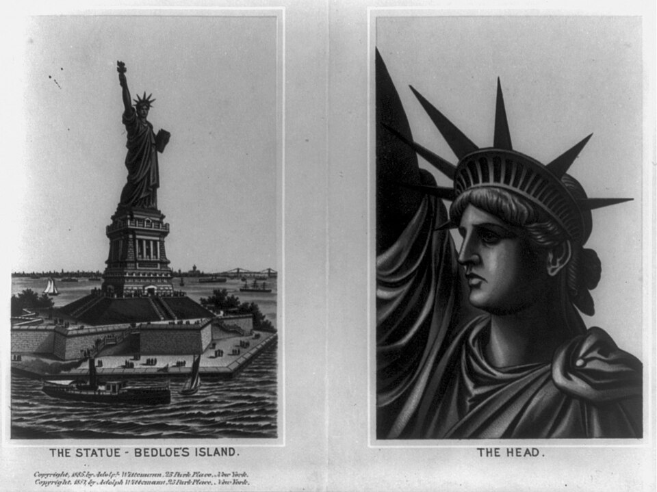 Zdjęcie ilustracyjne: The Statue of Liberty. 2 pictures- 1. The statue - Bedloe's Island; 2. The head LCCN2002712828.jpg