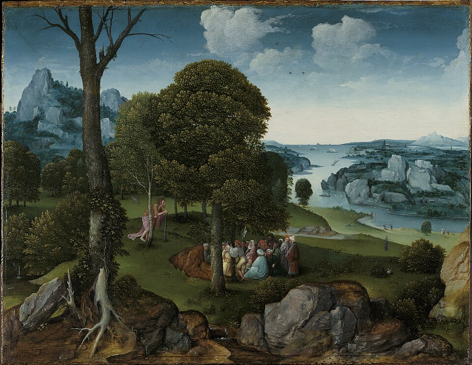 Zdjęcie ilustracyjne: Joachim Patinier - Landscape with Saint John the Baptist Preaching (Musées Royaux des Beaux-Arts, Brussels).jpg
