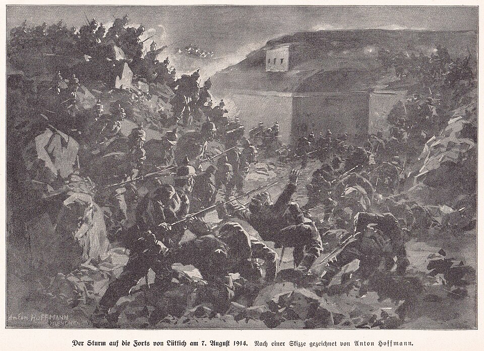 Zdjęcie ilustracyjne: The storming of a fort at Liège, 7. August 1914.jpg