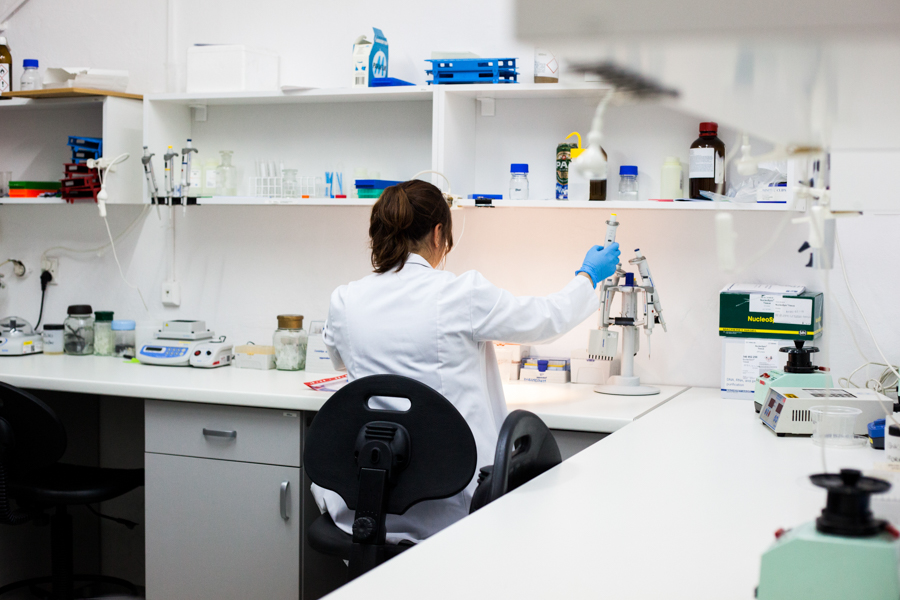 Zdjęcie ilustracyjne: Biologist at work in the pre-PCR laboratory. Institute of Systematics and Evolution of Animals Polish Academy of Sciences in Cracov.jpg