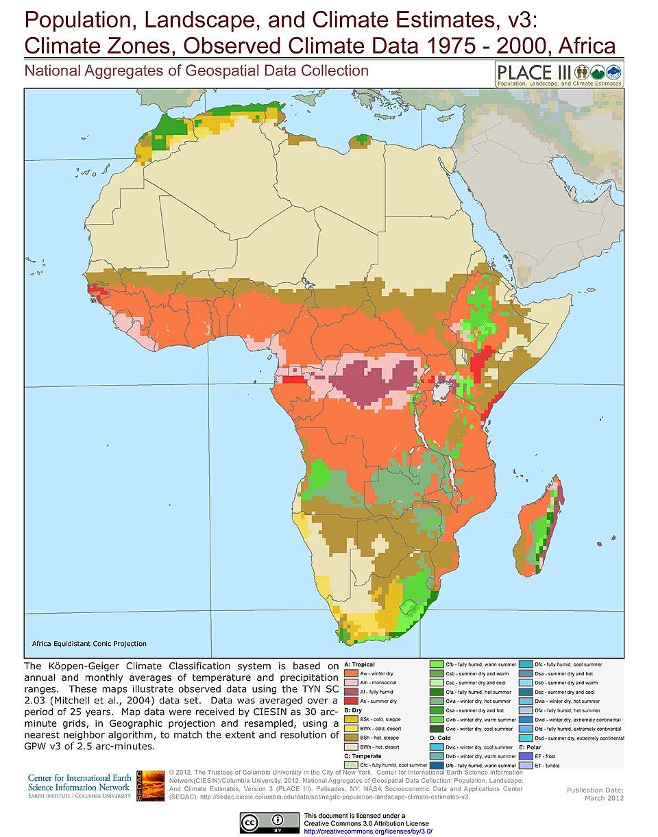 Zdjęcie ilustracyjne: Climate Zones, Observed Climate Data 1976 - 2000, Africa (7242983868).jpg